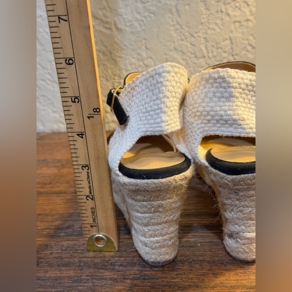J. Crew Black Canvas Espadrille Wedge Ankle-Strap Sandals - Picture 15 of 16